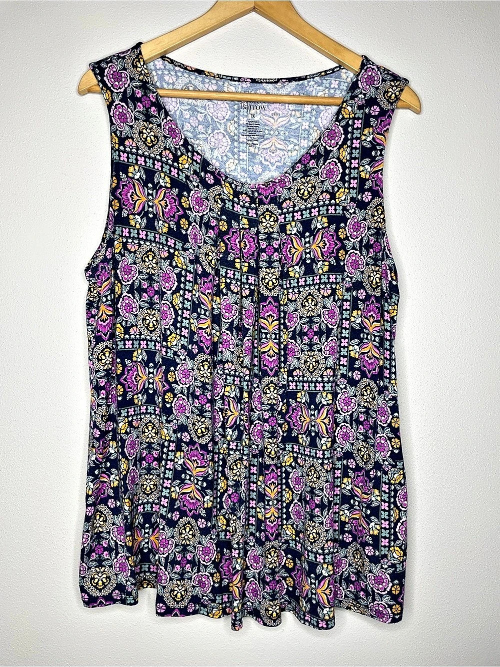 Croft & Barrow Floral Tank Top Blue & Pink Size 1X